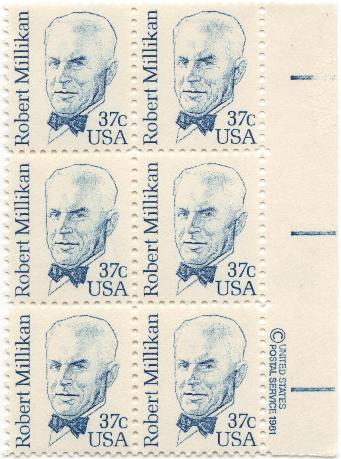 Scott #1866 Robert Millikan (Oil Drop, Electron) Block Of 6 Stamps - MNH