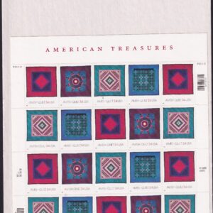 Scott #3527a (3524-3527) Amish Quilts Sheet of 20 Stamps - Sealed White