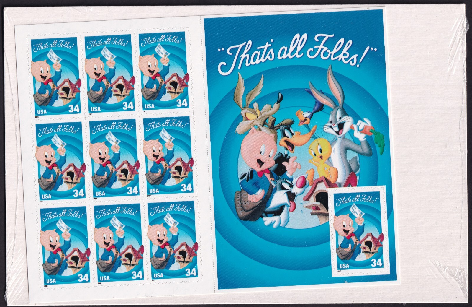 Scott #3534 Porky Pig Sheet of 10 Stamps - Sealed White