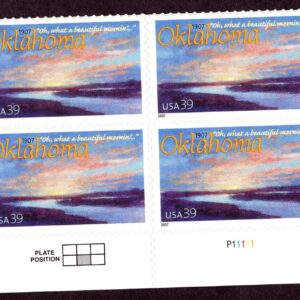 Scott #4121 — 39¢ Oklahoma "not Arizona" Plate Block of 4 Stamps - MNH Bottom