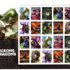 USPS Dungeons & Dragons Full Sheet of 20 Forever Stamps