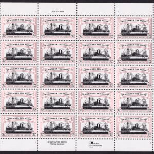 Scott #3192 Remember the Maine (Spanish War) Full Sheet of 20 Stamps - MNH