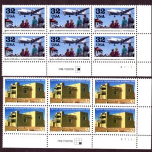 Scott #3211-3220 Berlin Airlift Spanish Settlement Plate Block of 6 Stamps - MNH