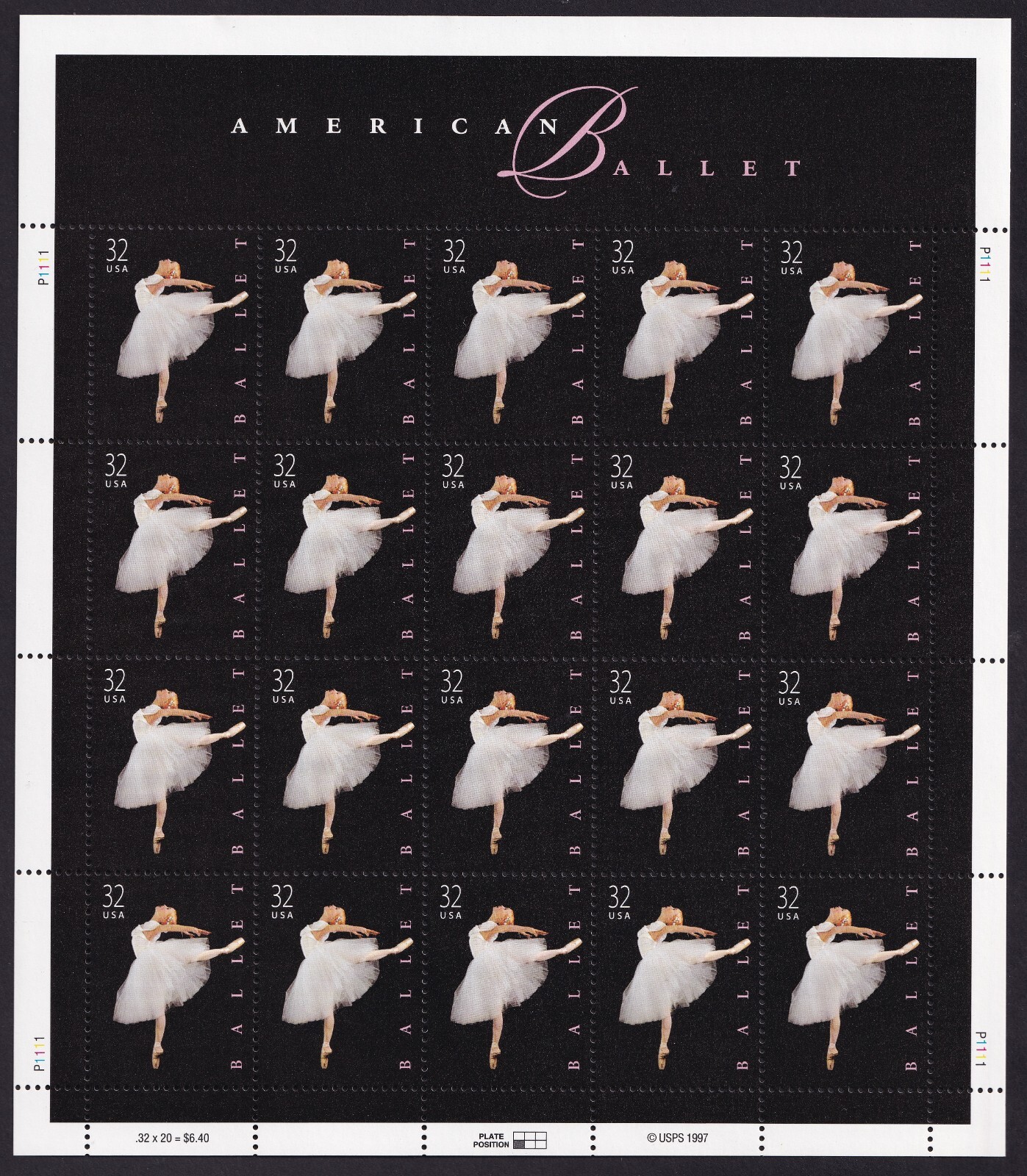 Scott #3237 American Ballet Sheet of 20 Stamps - MNH