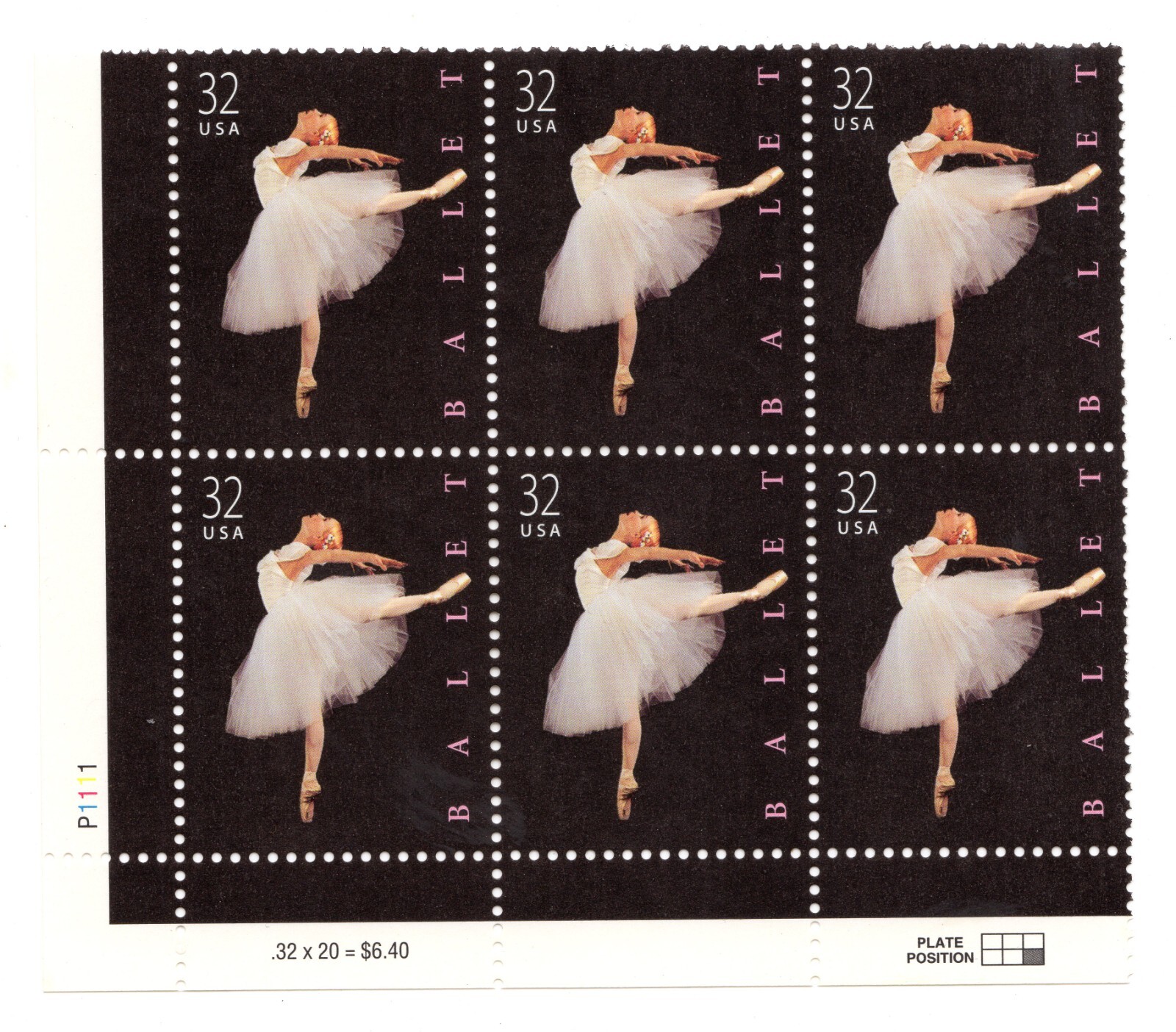 Scott #3237 American Ballet Plate Stamps - MNH