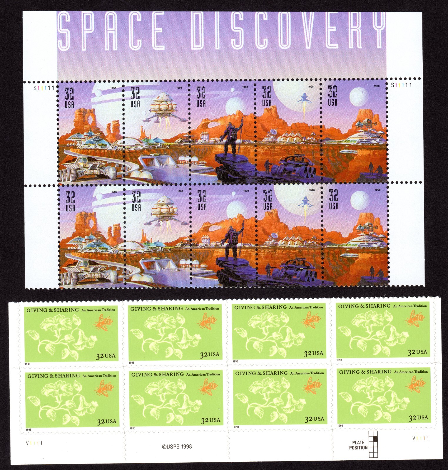 Scott #3242a-3243 Space Discovery Giving Plate Block of 8 & 10 Stamps - MNH