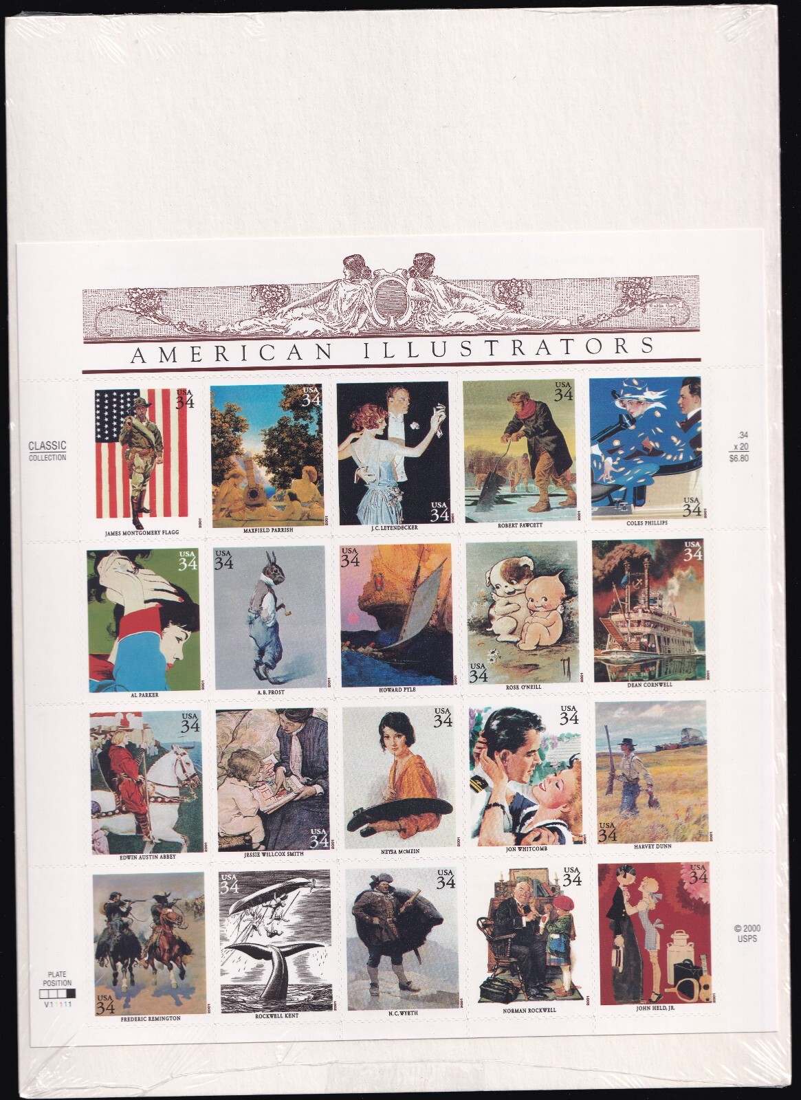 Scott #3502 American Illustrators (Norman Rockwell) Sheet of 20 Stamps Sealed Wh