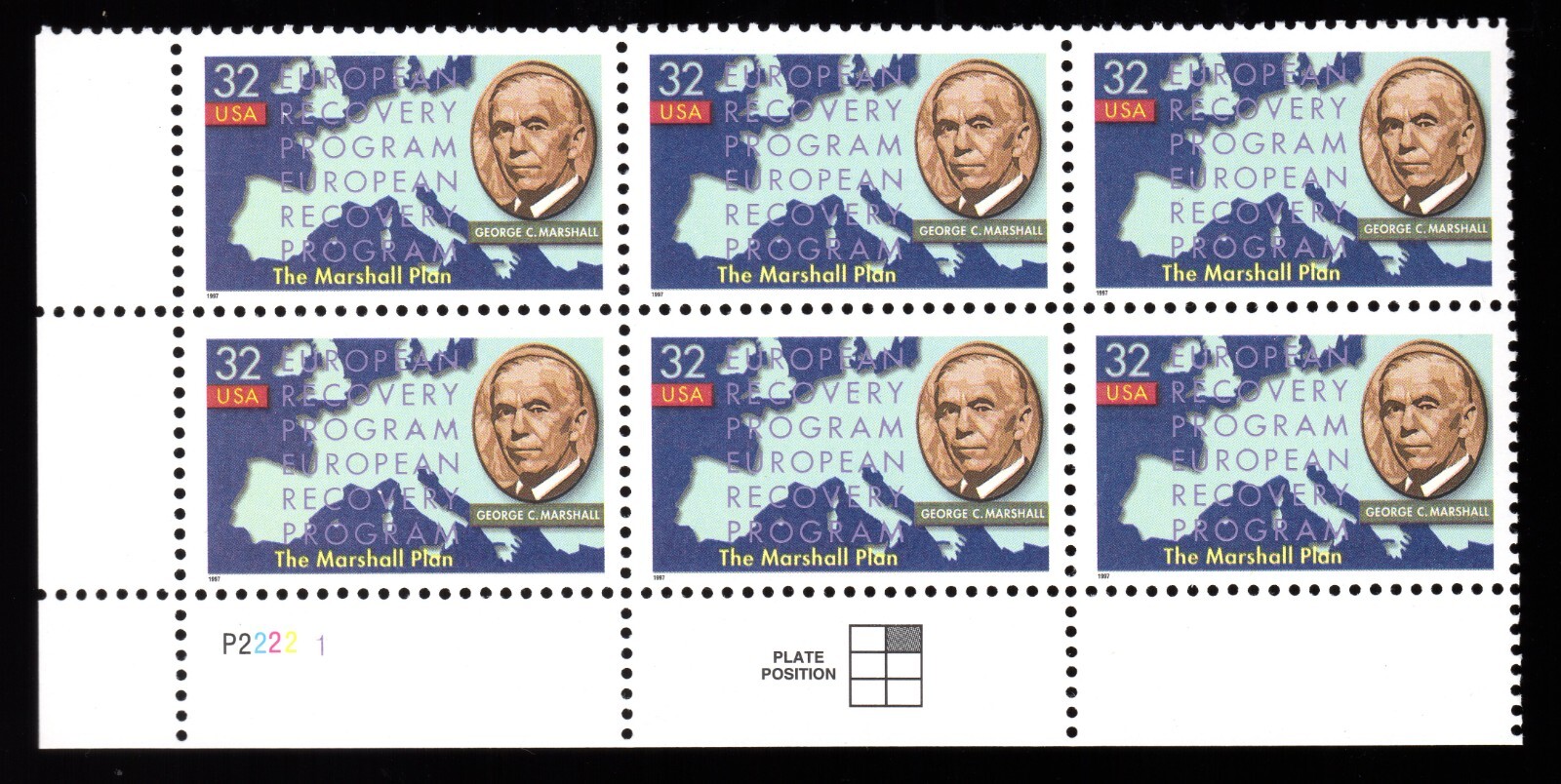 Scott #3141 The Marshall Plan Plate Block of 6 Stamps - MNH