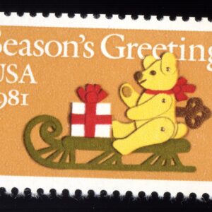 Scott #1940 Teddy Bear on Sleigh Single Stamp - MNH