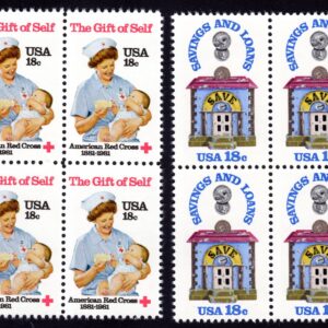 Scott #1910-1911 Gift of Self (Red Cross) Savings & Loan Block of 4 Stamps - MNH