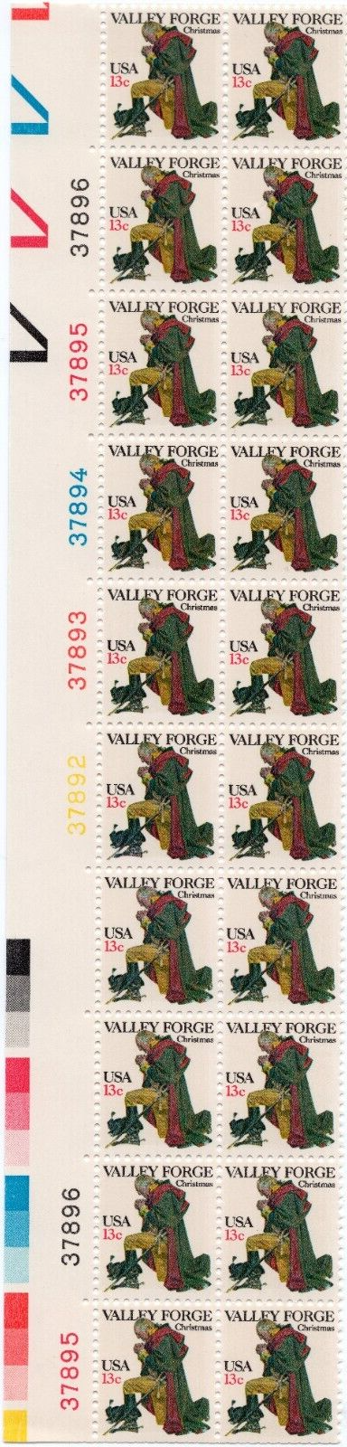 Scott #1729 Valley Forge Prayer Plate Block of 20 Stamps - MNH