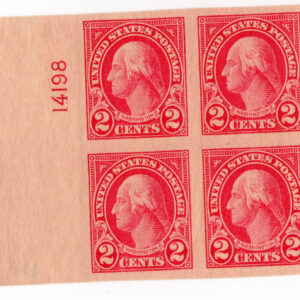Scott #577 George Washington Red Plate Block of 4 Stamps - MNH