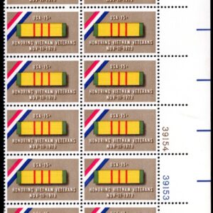 Scott #1802 Vietnam War Veterans Plate Block of 20 Stamps - MNH LR