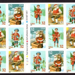 Scott #3011a (3008-11) Christmas Icons (Santa) Booklet of 20 Stamps MNH P#V3233