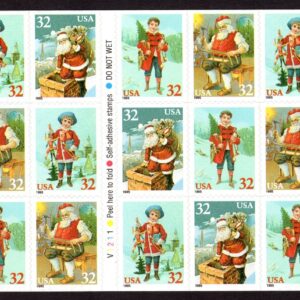 Scott #3011a (3008-11) Christmas Icons (Santa) Booklet of 20 Stamps MNH P#V1211