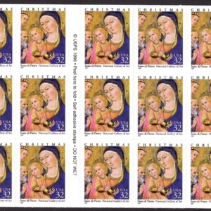 Scott #3176a 32¢ Madonna (Christmas, Pietro) Booklet of 20 Stamps - MNH P#3333