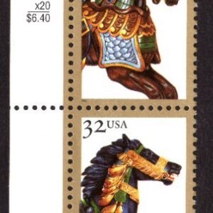 Scott #2979a (2976-2979) Carousel Horses Plate Strip of 4 Stamps - MNH Left
