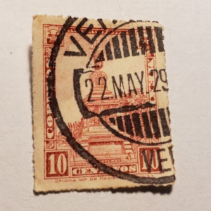 Stamp Latin America Mexico 1923 10c Cuauhtemoc Monument A85 #645 brown lake