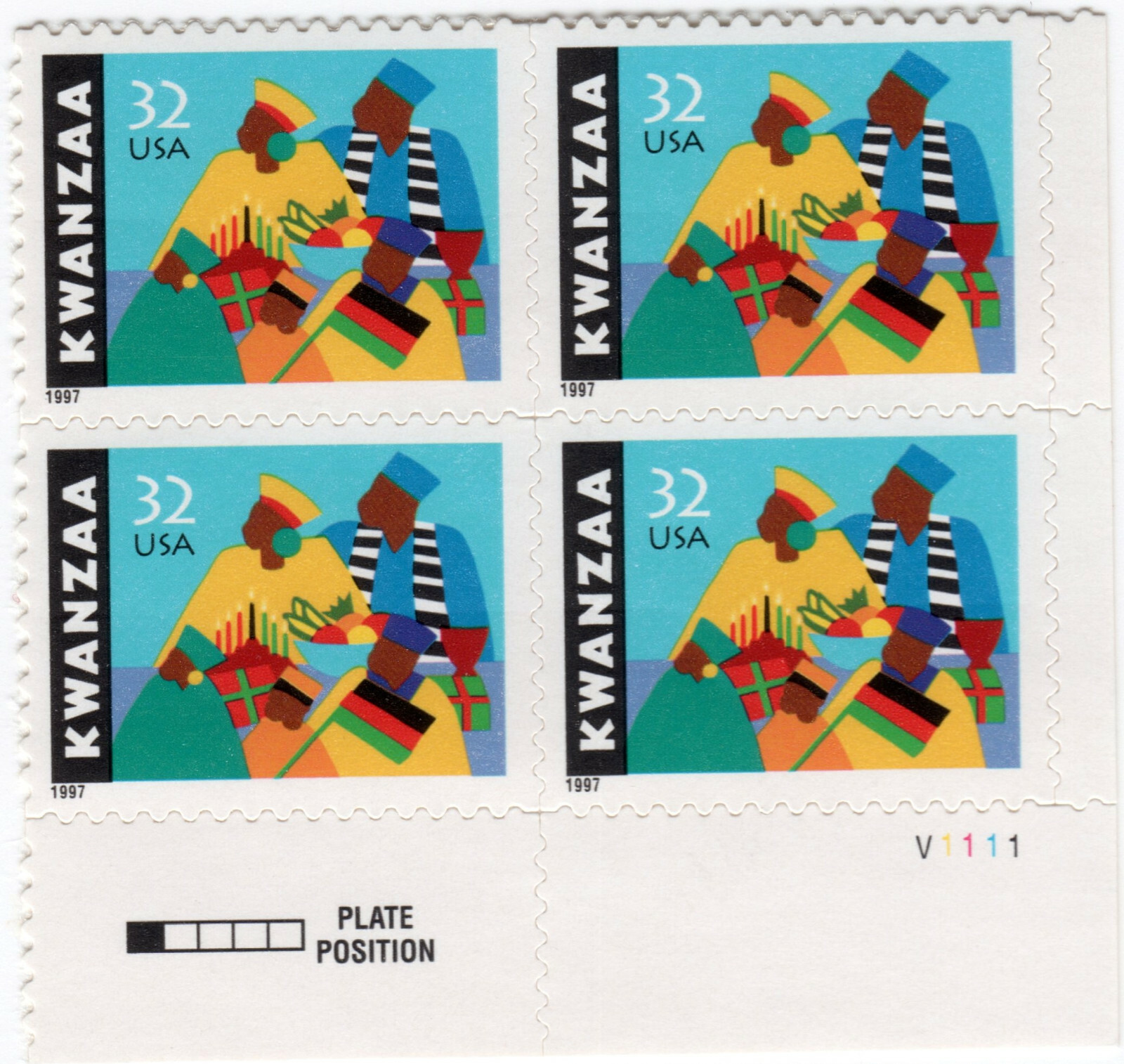 Scott #3175 Kwanzaa Plate Block of 4 Stamps - MNH