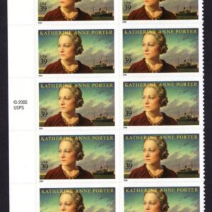 Scott #4030 Katherine Anne Porter Plate Block of 10 Stamps - MNH Left
