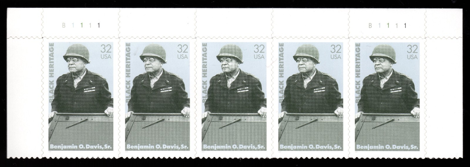 Scott #3121 General Benjamin O. Davis Plate Block of 5 Stamps - MNH Top