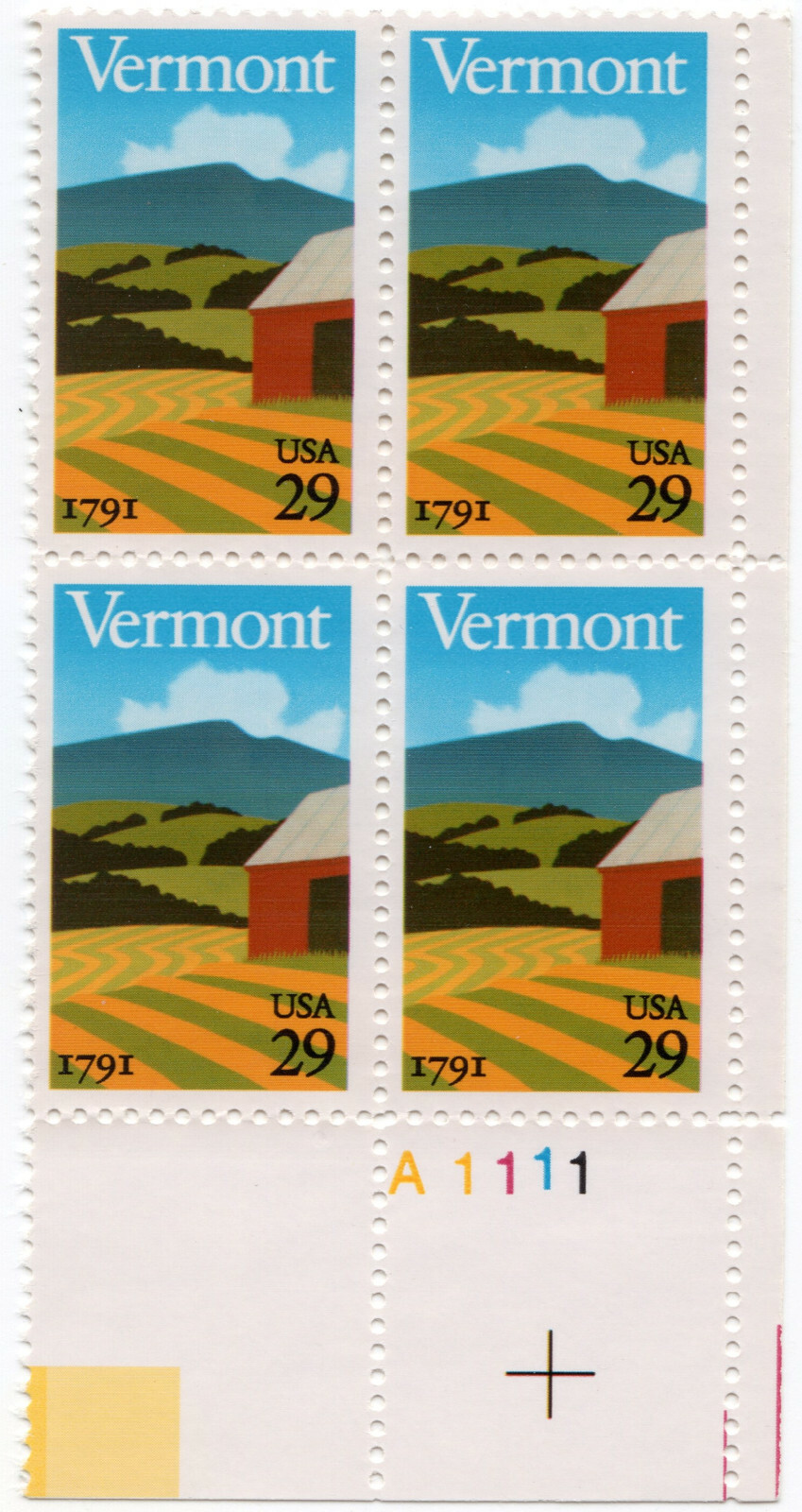 Scott #2533 Vermont Plate Block of 4 Stamps - MNH