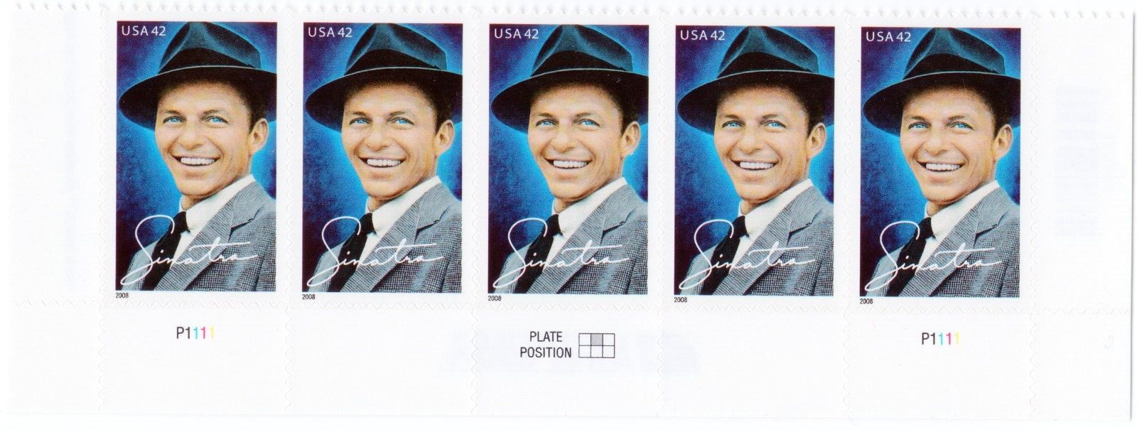 Scott #4265 FRANK SINATRA (New York) Bottom Plate Block of 5 Stamps - MNH
