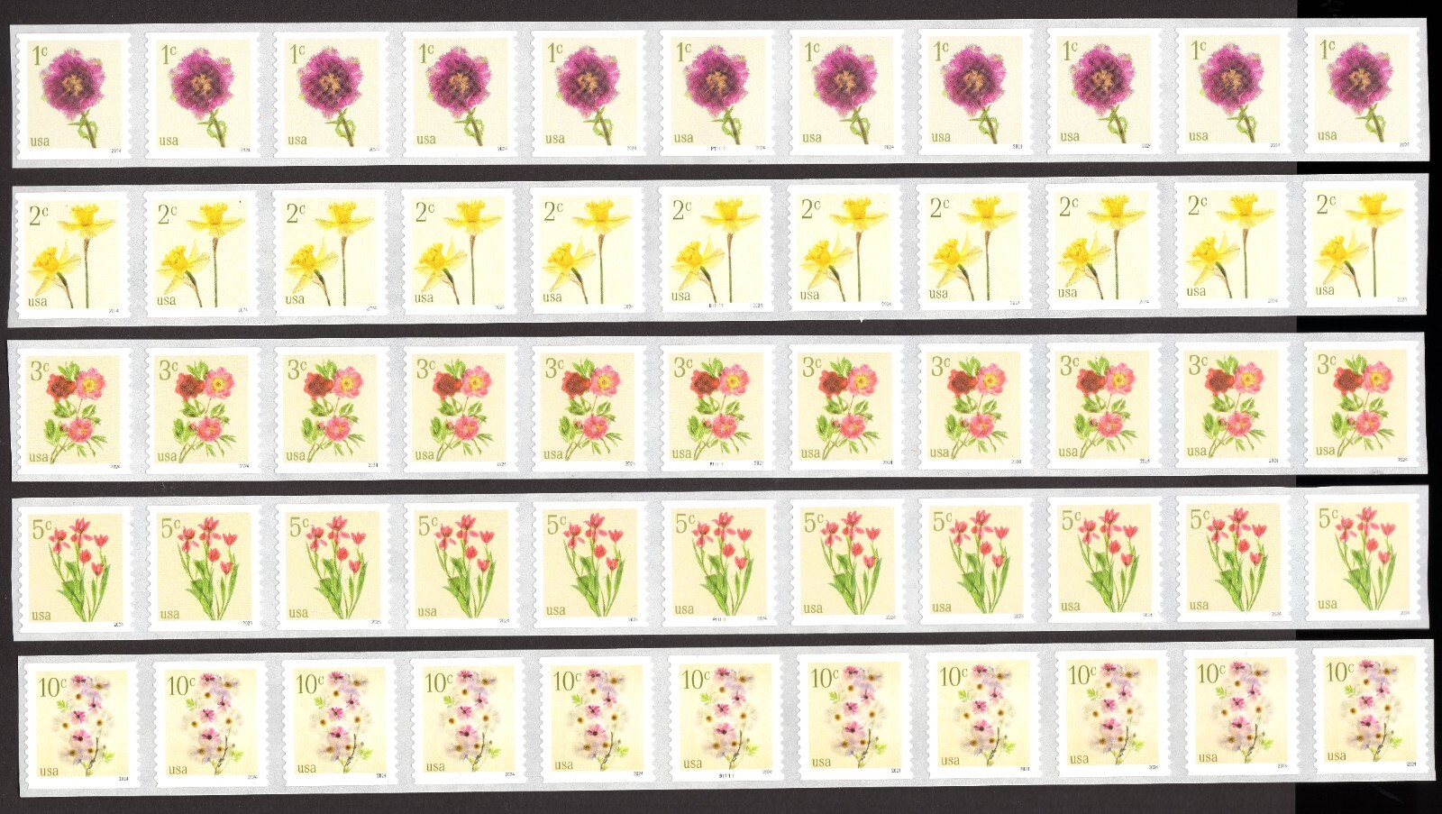 Scott #5906a (5902-06) Flowers (PNC11) Plate # Coil of 11 Stamps - MNH