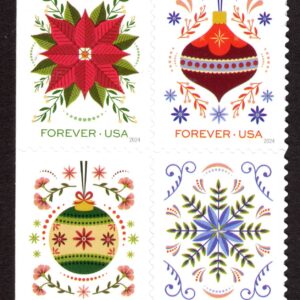 Scott #5944a (5941-44) Holiday Joy Ornaments Booklet Block of 4 Stamps - MNH