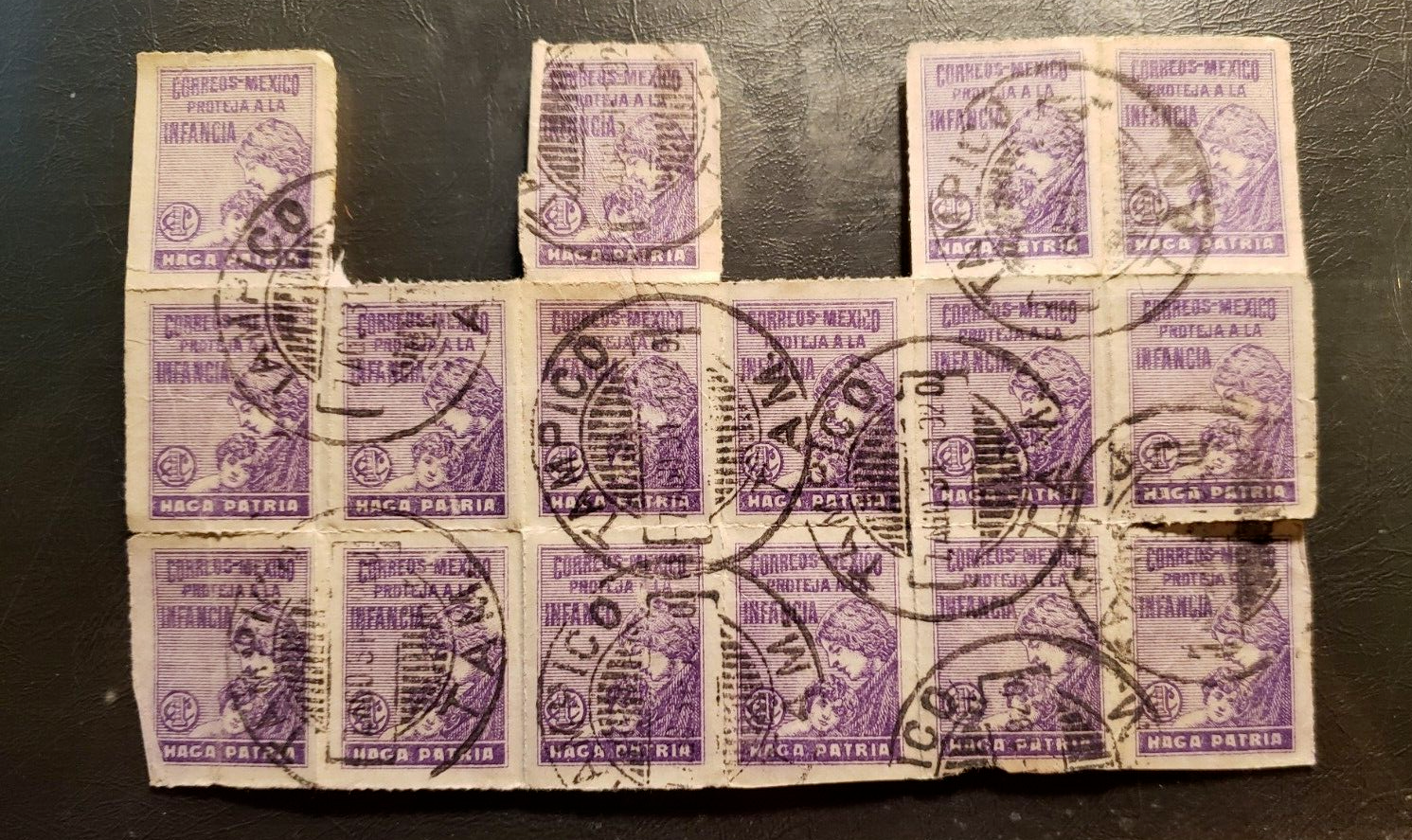 16 Stamps Mexico 1929 "Haga Patria, Save the Children" used postal tax PT5 RA8