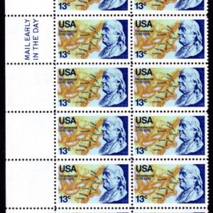 Scott #1690 Franklin & Map of North America 1776 Plate Block of 20 Stamps - MNH