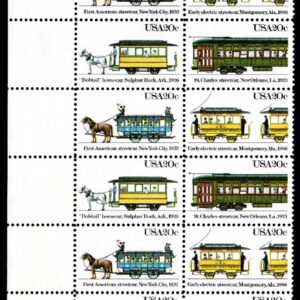 Scott #2062a (2059-62) StreetCars Plate Block of 20 Stamps - MNH