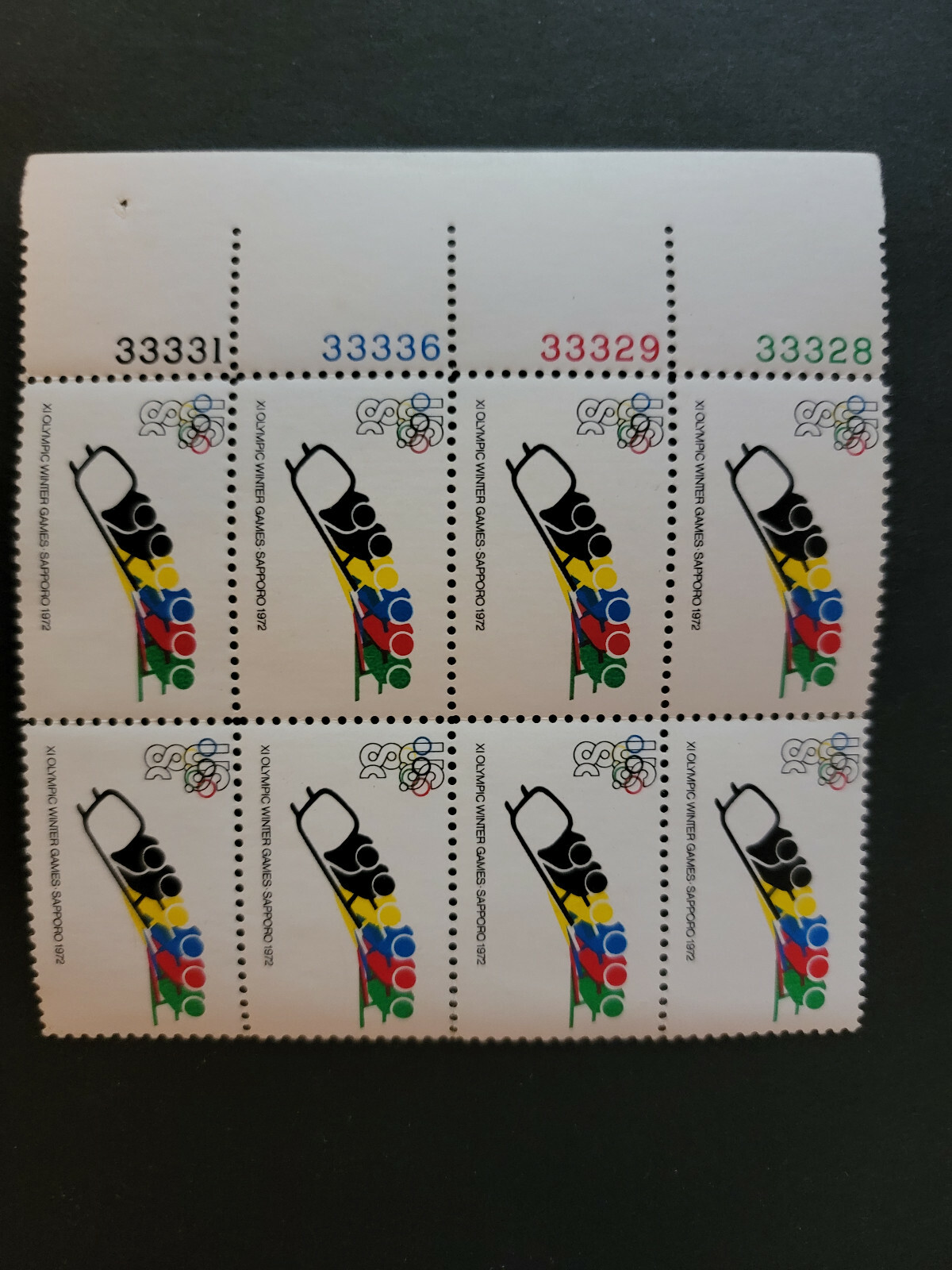 Scott #1461 Olympics 8c Plate Block of 8 Stamps (Bobsled) - MNH