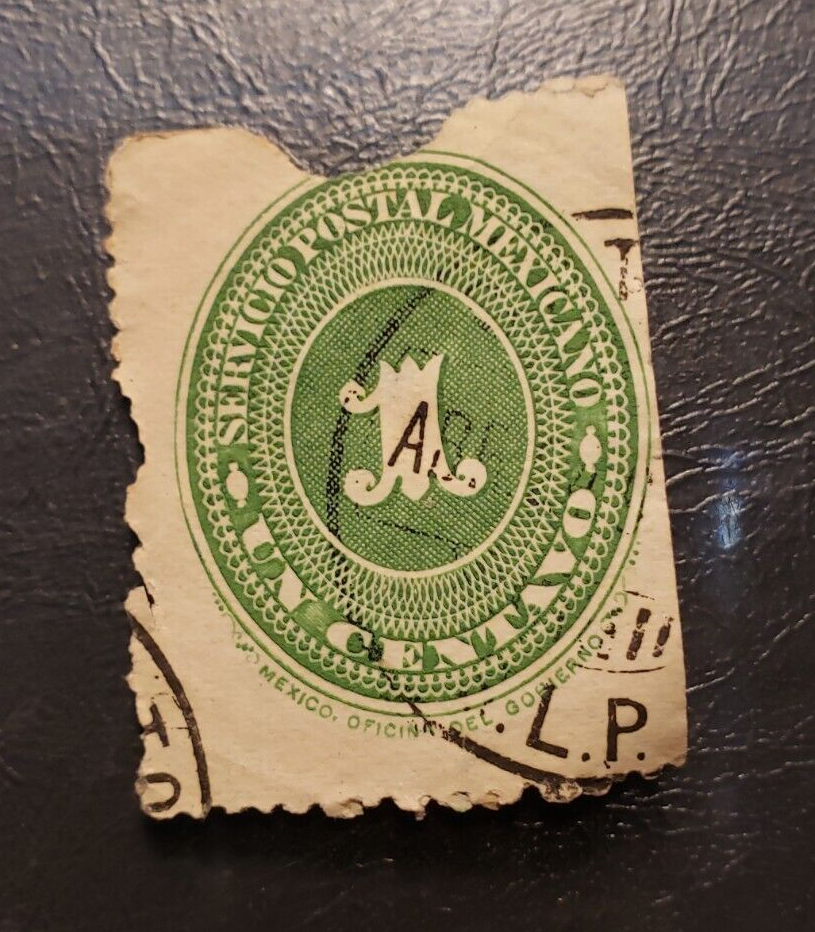 Stamp Latin America Mexico 1886 Numeral 1c A18 #174a yellow green used
