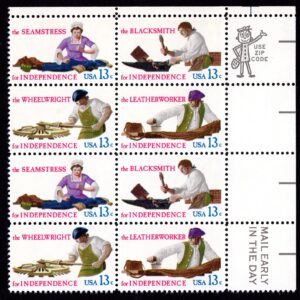 Scott #1720a (1717-20) Skilled Colonial Workers Zip Block of 8 Stamps - MNH UR