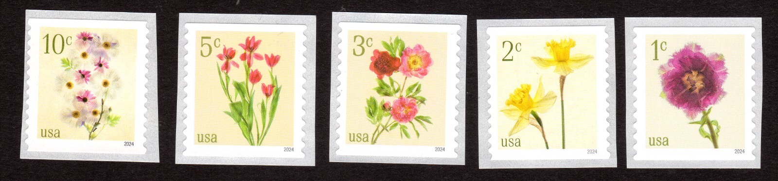 Scott #5906a (5902-06) Flowers Single Coil Stamps - MNH