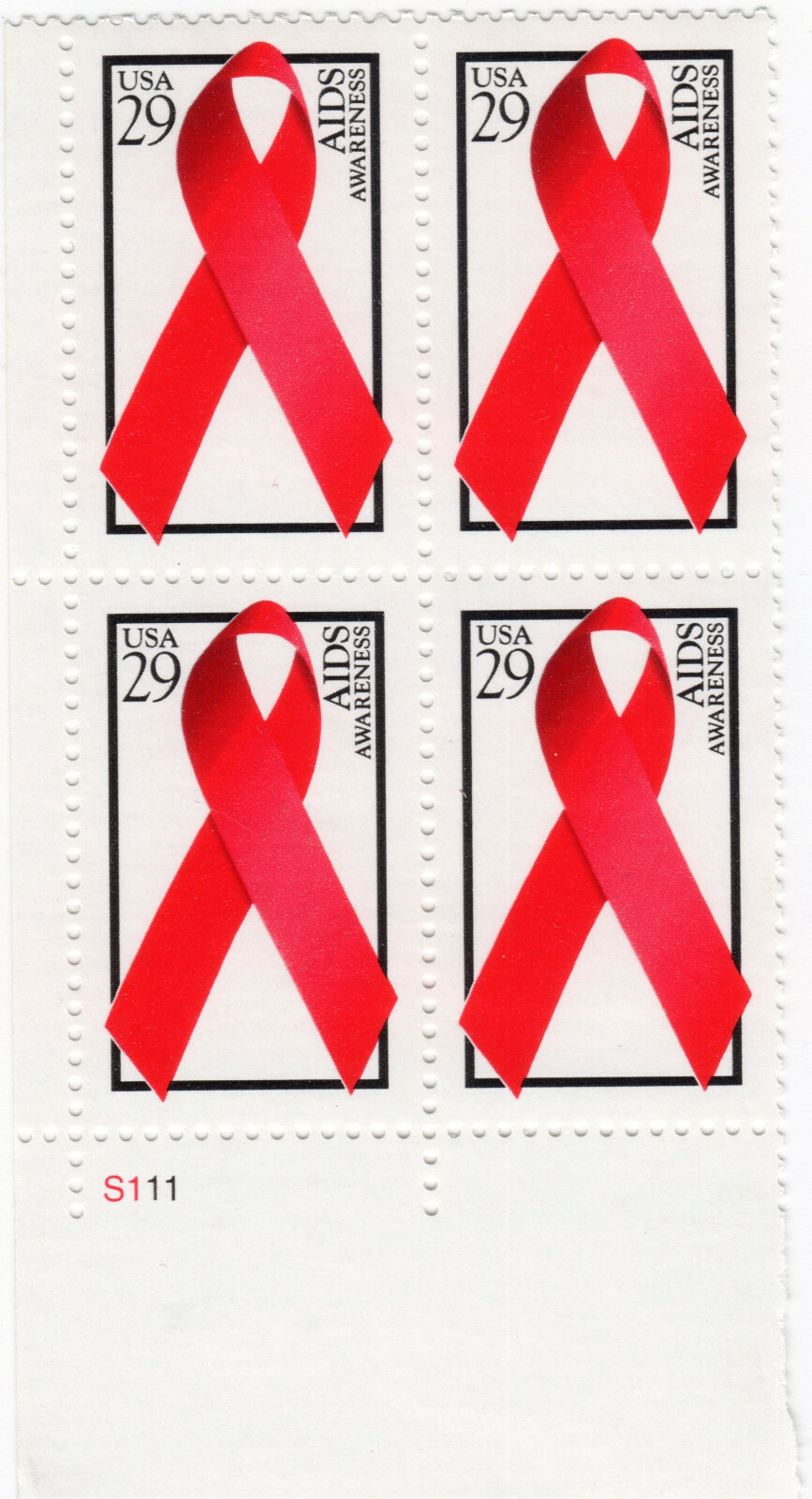 Scott #2806 AIDS (HIV) Plate Block of 4 Stamps - MNH