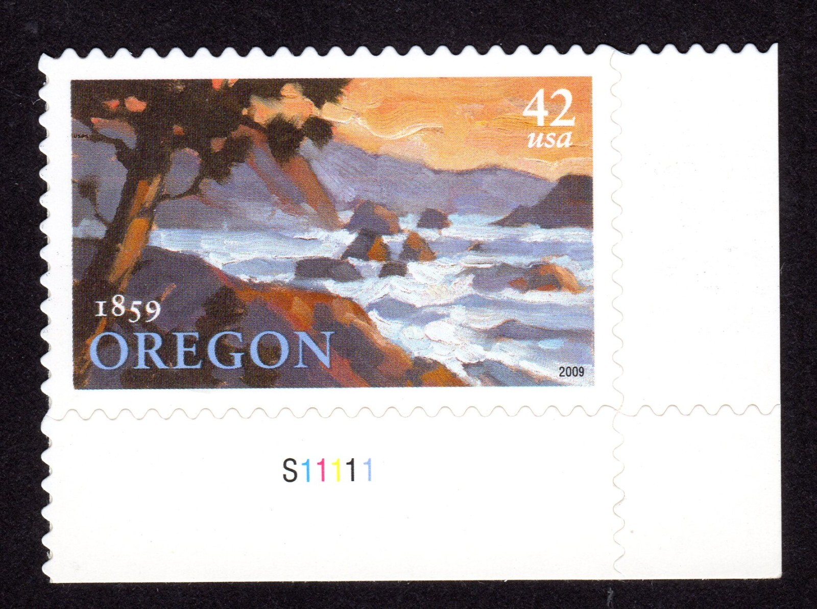Scott #4376 — 42¢ Oregon Pacific Coast Plate # Single Stamp - MNH