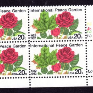 Scott #2014 Peace Garden Roses Plate Block of 4 Stamps - MNH P#2422-3 LR