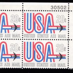 Scott #c75 USA Jet Airmail Plate Block of 4 Stamps - MNH P#30502 UR