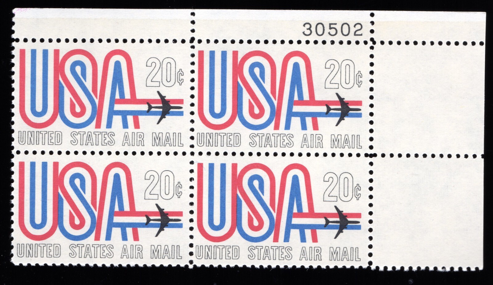 Scott #c75 USA Jet Airmail Plate Block of 4 Stamps - MNH P#30502 UR