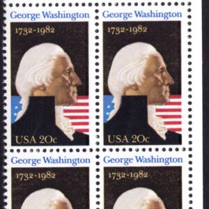Scott #1952 George Washington 250th Birthday Plate Zip Block of 4 Stamps - MNH