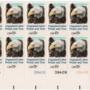 Scott #1831 Organized Labor Plate Block Of 20 Stamps - MNH