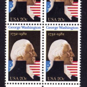 Scott #1952 George Washington 250th Birthday Block of 4 Stamps MNH w/Selv