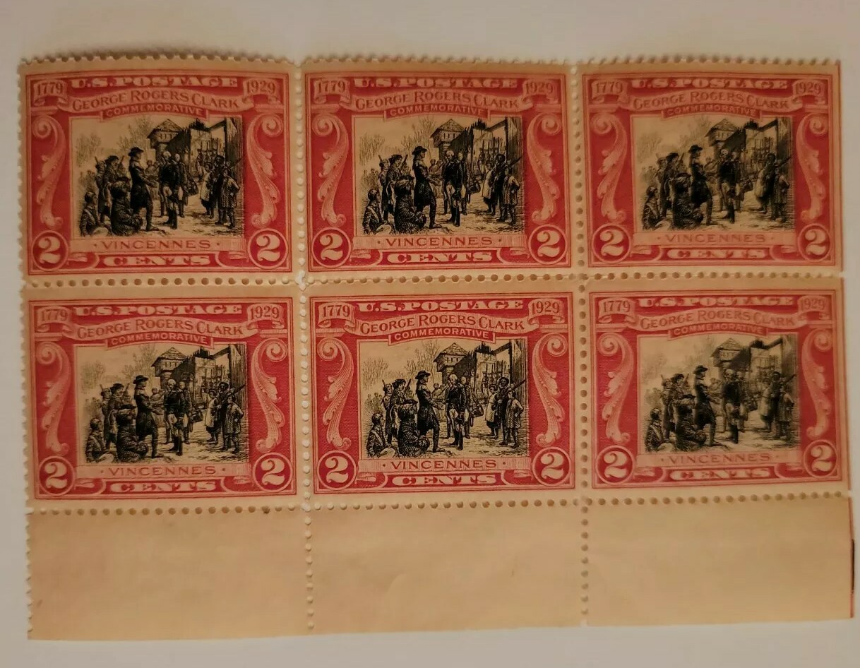 Scott #651 2c George Rogers Clark Corner Block of 6 Stamps - MNH #1