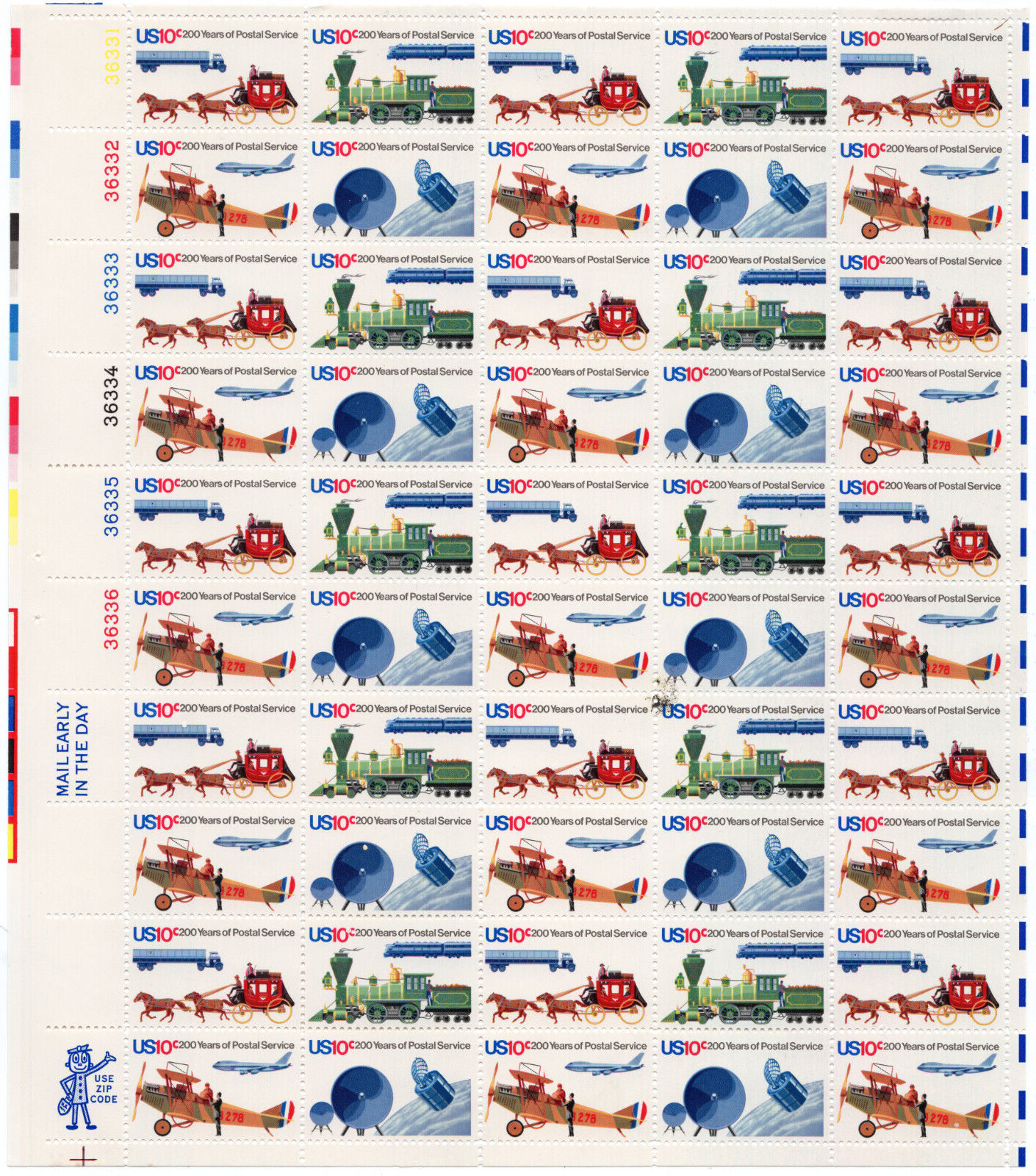 Scott #1575a (1572-75) Postal Service Bicentennial 10¢ Sheet of 50 Stamps - MNH