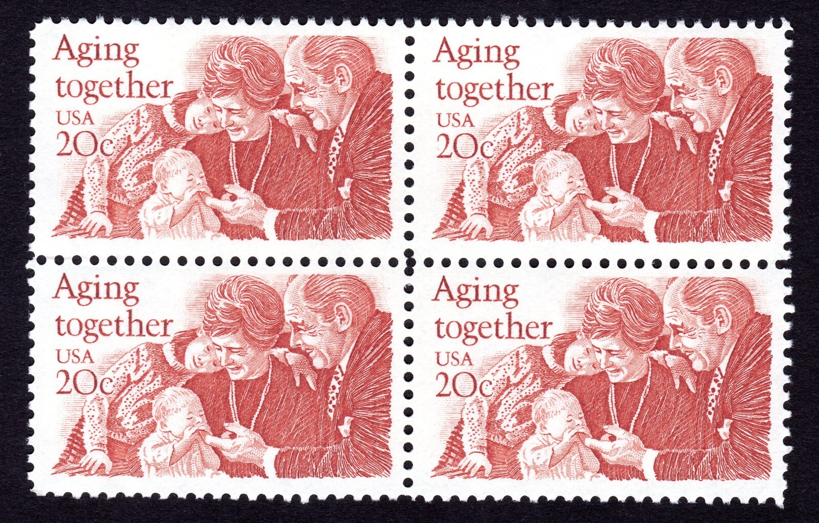 Scott #2011 Aging Together Block of 4 Stamps - MNH