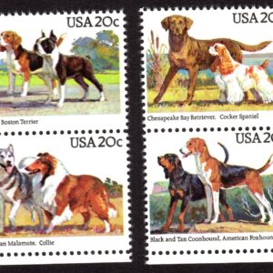 Scott #2101a (2098-2101) Dogs (Retrievers) Block of 4 Stamps as (2) Pairs - MNH