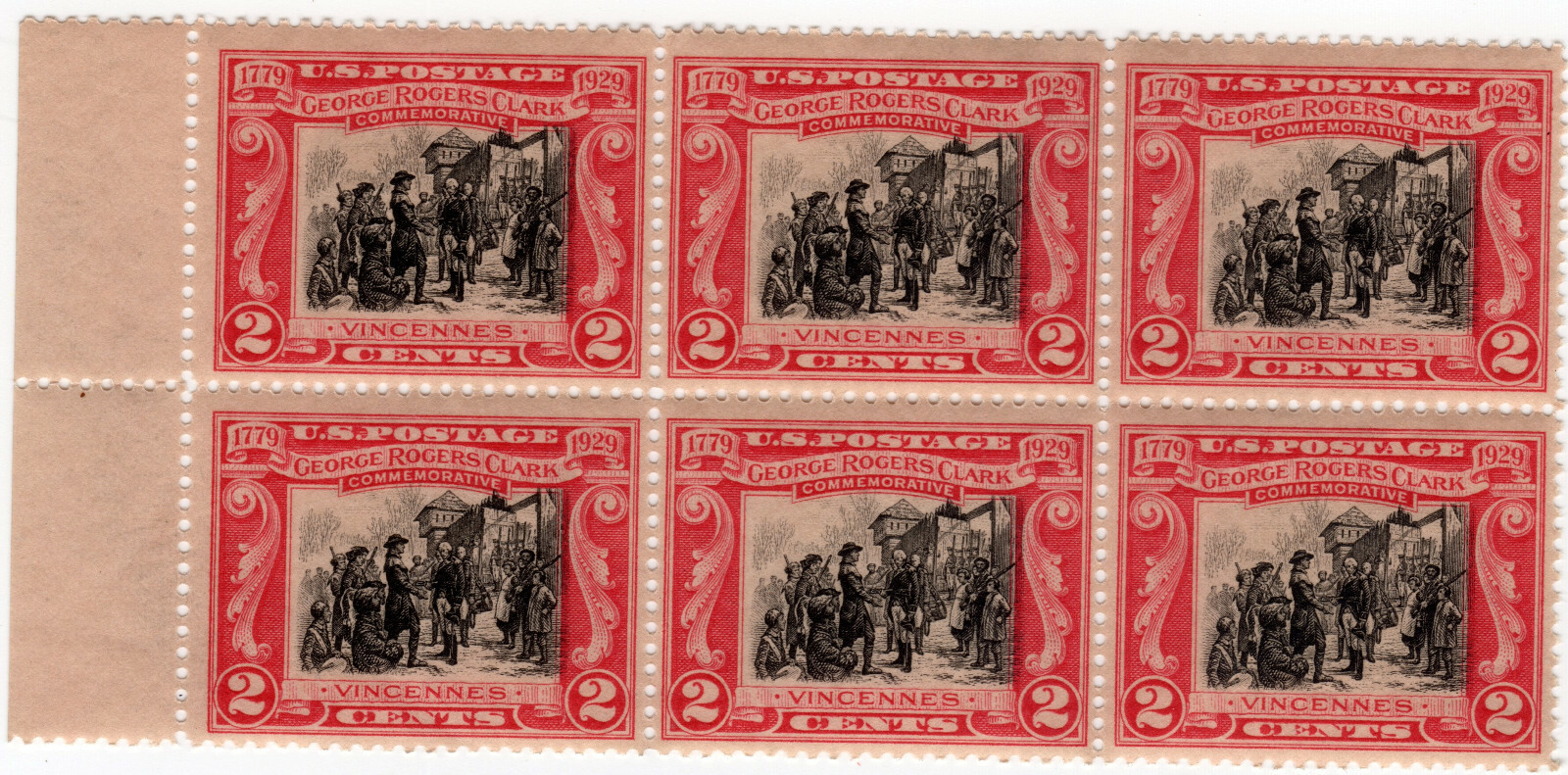 Scott #651 2c George Rogers Clark Corner Block of 6 Stamps - MNH #2