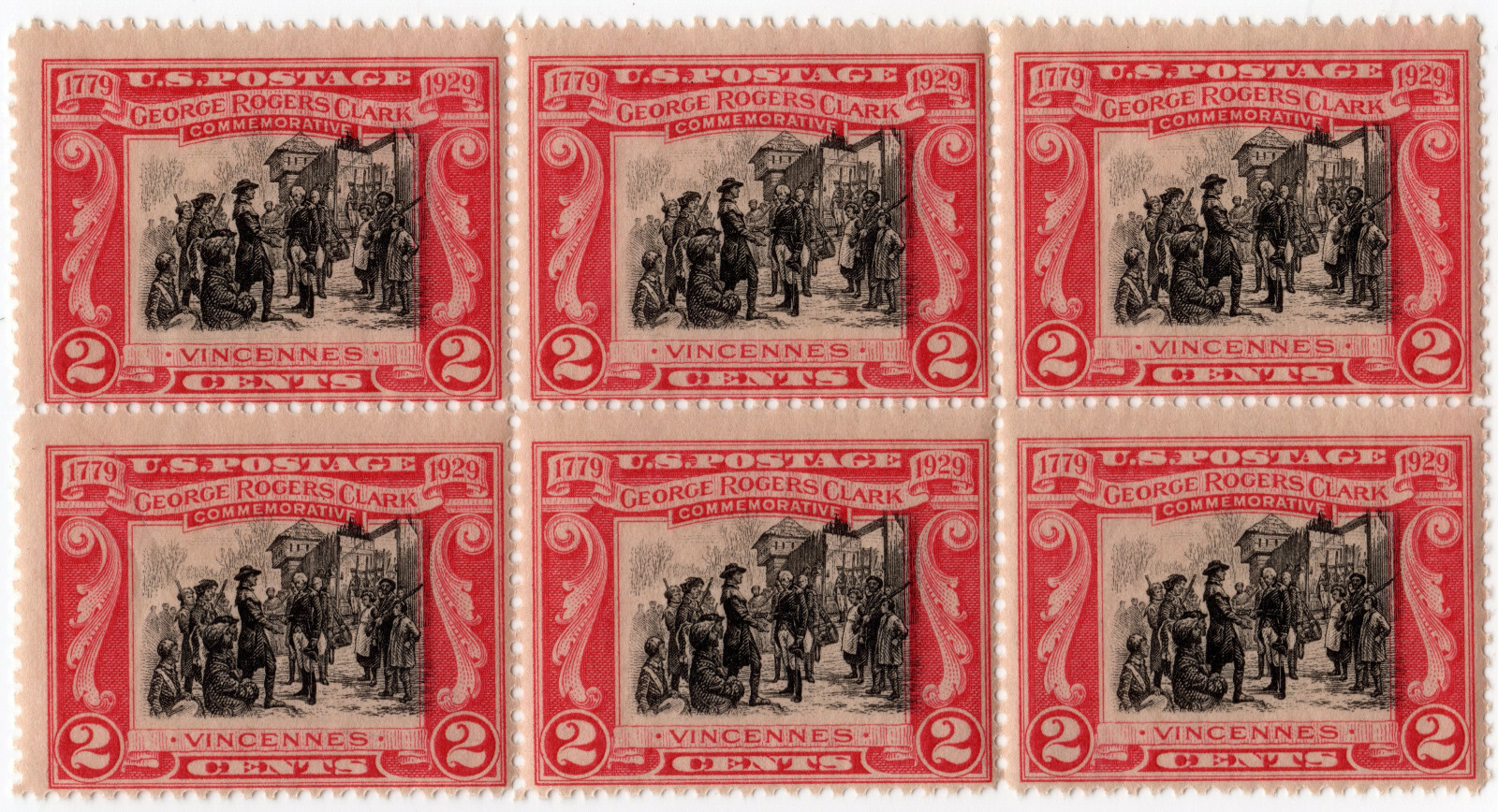 Scott #651 2c George Rogers Clark Block of 6 Stamps - MNH #6
